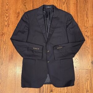 Polo Ralph Lauren Two Button Navy Blue Striped Blazer Men's 42L Wool